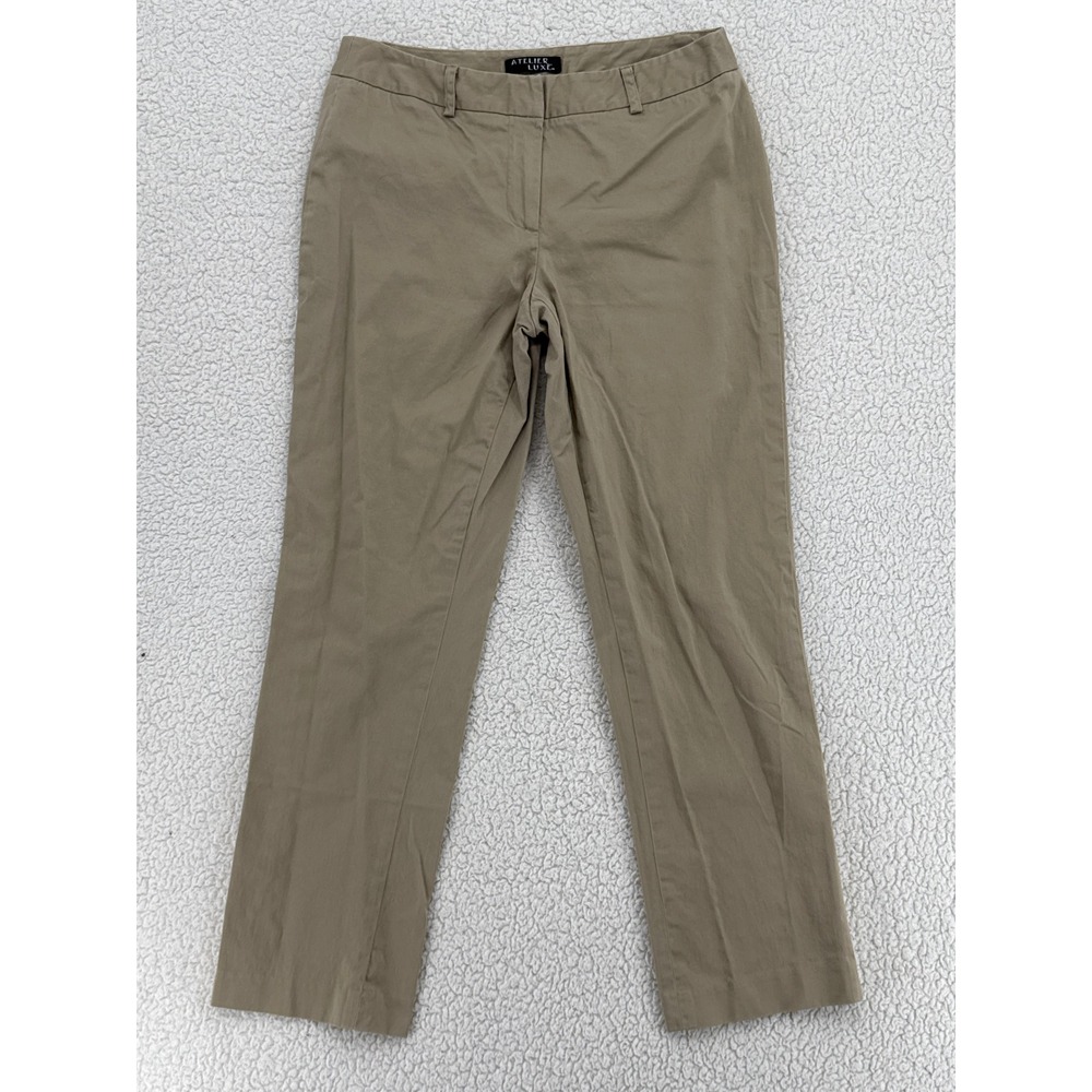 ATELIER LUXE Women's Khaki Straight Leg Ankle Pants Size 2